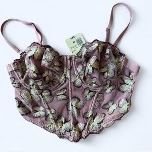 Pink and Gold Floral Bra with Adjustable Straps